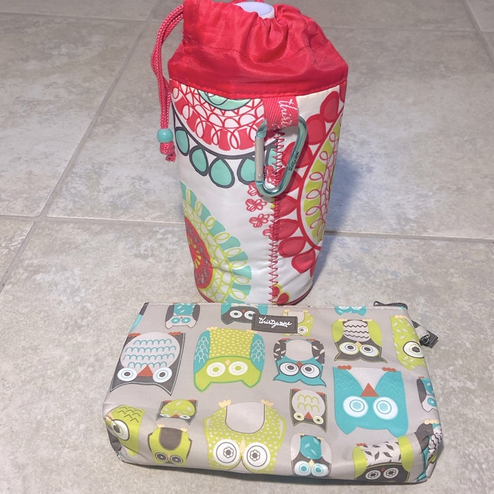 Thirty One Bring-A-Bottle Thermal Insulated Water Bottle & Zip Pouch